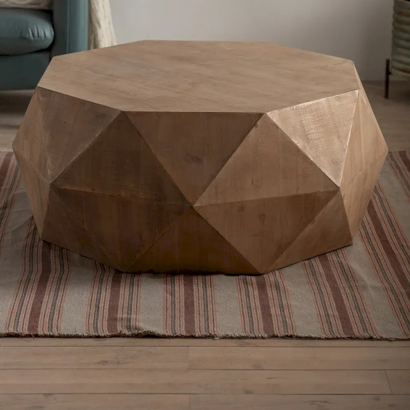 Table basse rétro à motifs en relief, blanc/chêne/noir, bois de sapin, aucun assemblage, 1 personne