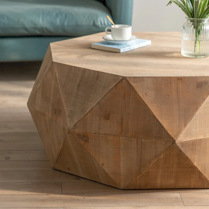 Table basse rétro à motifs en relief, blanc/chêne/noir, bois de sapin, aucun assemblage, 1 personne
