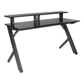 Bureau de jeu noir/rouge avec étagère pour écran, utilisateur unique, cadre en acier