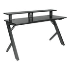 Bureau de jeu noir/rouge avec étagère pour écran, utilisateur unique, cadre en acier