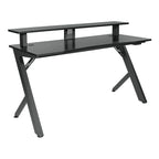 Bureau de jeu noir/rouge avec étagère pour écran, utilisateur unique, cadre en acier