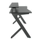 Bureau de jeu noir/rouge avec étagère pour écran, utilisateur unique, cadre en acier