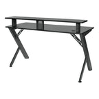 Bureau de jeu noir/rouge avec étagère pour écran, utilisateur unique, cadre en acier