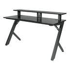 Bureau de jeu noir/rouge avec étagère pour écran, utilisateur unique, cadre en acier