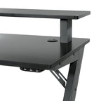 Bureau de jeu noir/rouge avec étagère pour écran, utilisateur unique, cadre en acier