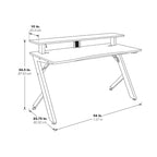 Bureau de jeu noir/rouge avec étagère pour écran, utilisateur unique, cadre en acier