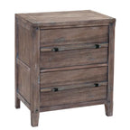 Table de chevet à 2 tiroirs, Blanc vieilli / Gris délavé, Style rustique, 1 pièce