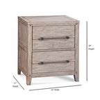 Table de chevet à 2 tiroirs, Blanc vieilli / Gris délavé, Style rustique, 1 pièce