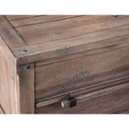 Table de chevet à 2 tiroirs, Blanc vieilli / Gris délavé, Style rustique, 1 pièce