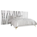 Lit panneau mural en velours blanc avec bandes acryliques, Queen/King