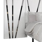 Lit panneau mural en velours blanc avec bandes acryliques, Queen/King