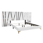 Lit panneau mural en velours blanc avec bandes acryliques, Queen/King