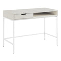 Bureau blanc/marron avec tiroir et étagère, pour une personne