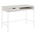 Bureau blanc/marron avec tiroir et étagère, pour une personne