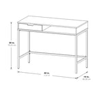 Bureau blanc/marron avec tiroir et étagère, pour une personne