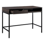 Bureau blanc/marron avec tiroir et étagère, pour une personne