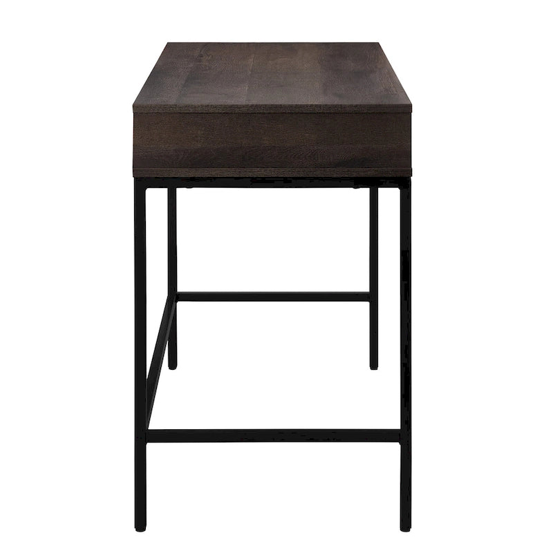 Bureau blanc/marron avec tiroir et étagère, pour une personne