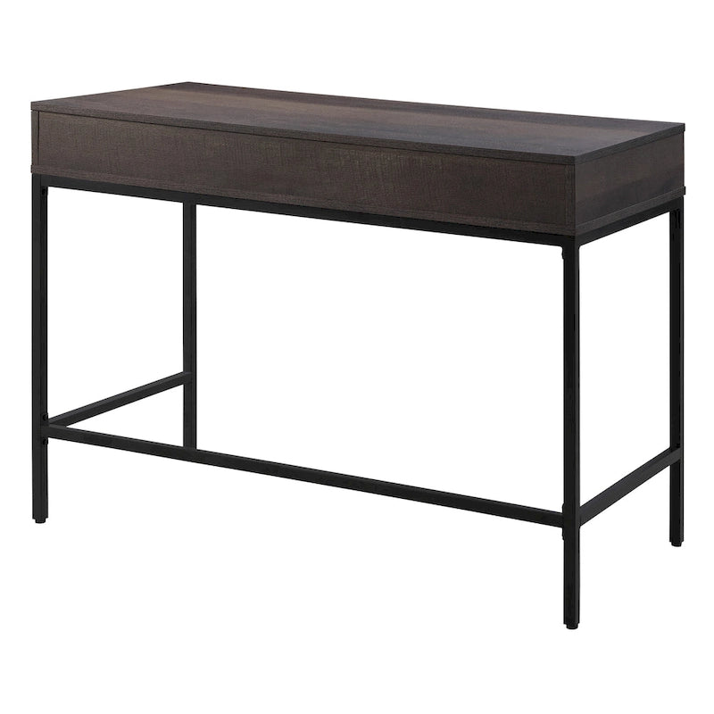 Bureau blanc/marron avec tiroir et étagère, pour une personne