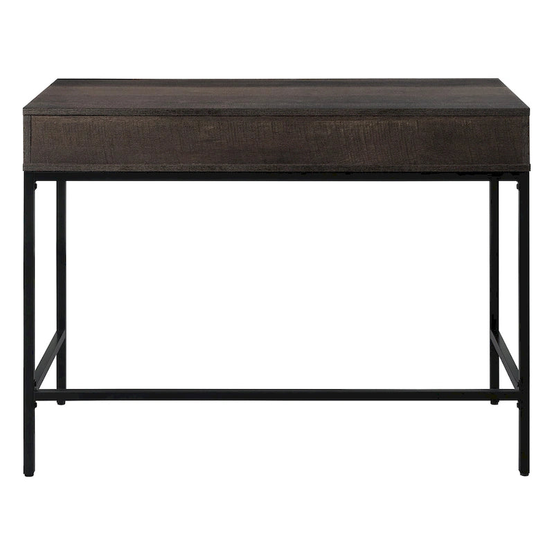 Bureau blanc/marron avec tiroir et étagère, pour une personne