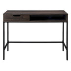 Bureau blanc/marron avec tiroir et étagère, pour une personne
