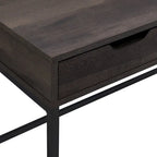 Bureau blanc/marron avec tiroir et étagère, pour une personne