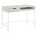 Bureau blanc/marron avec tiroir et étagère, pour une personne