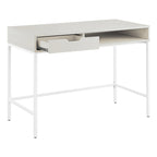 Bureau blanc/marron avec tiroir et étagère, pour une personne