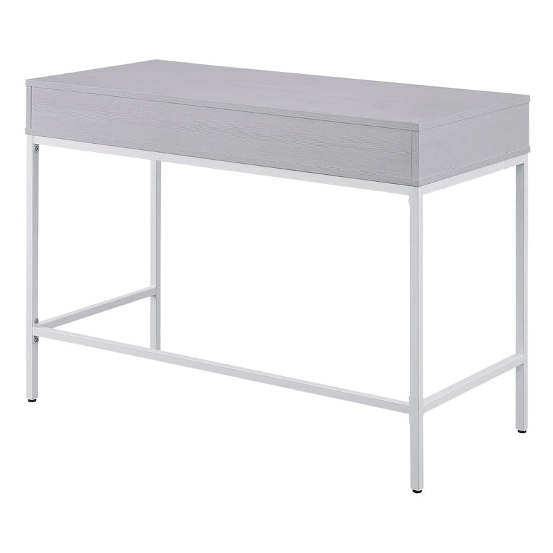 Bureau blanc/marron avec tiroir et étagère, pour une personne