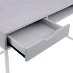 Bureau blanc/marron avec tiroir et étagère, pour une personne