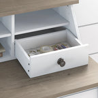 Organisateur de bureau avec 8 compartiments et tiroirs à crayons, gris shiplap/blanc pur