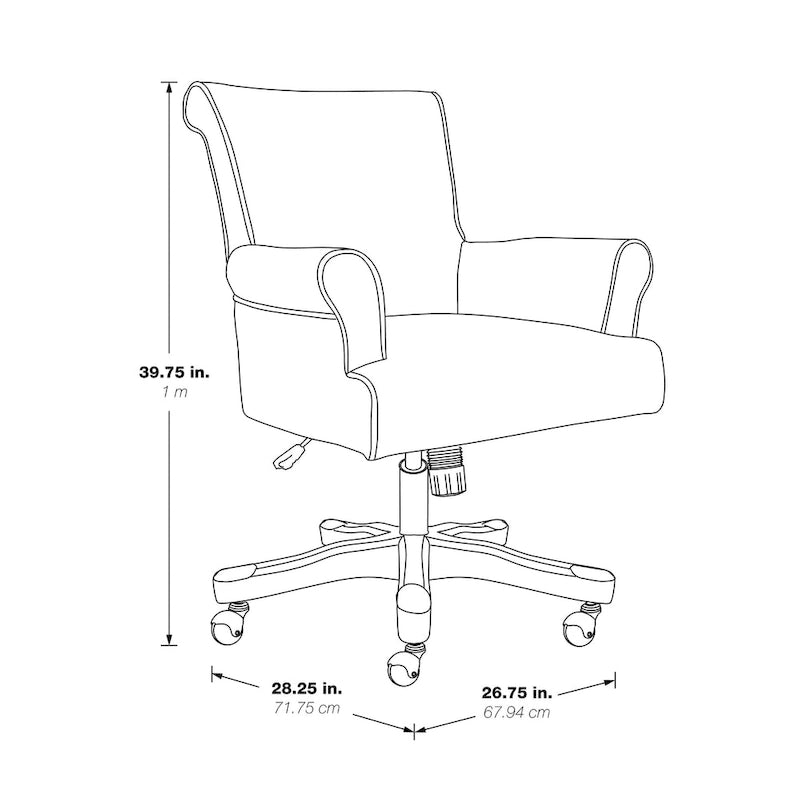 Fauteuil de bureau haut dossier en tissu avec piètement en bois, Turquoise / Bleu marine, 1 personne