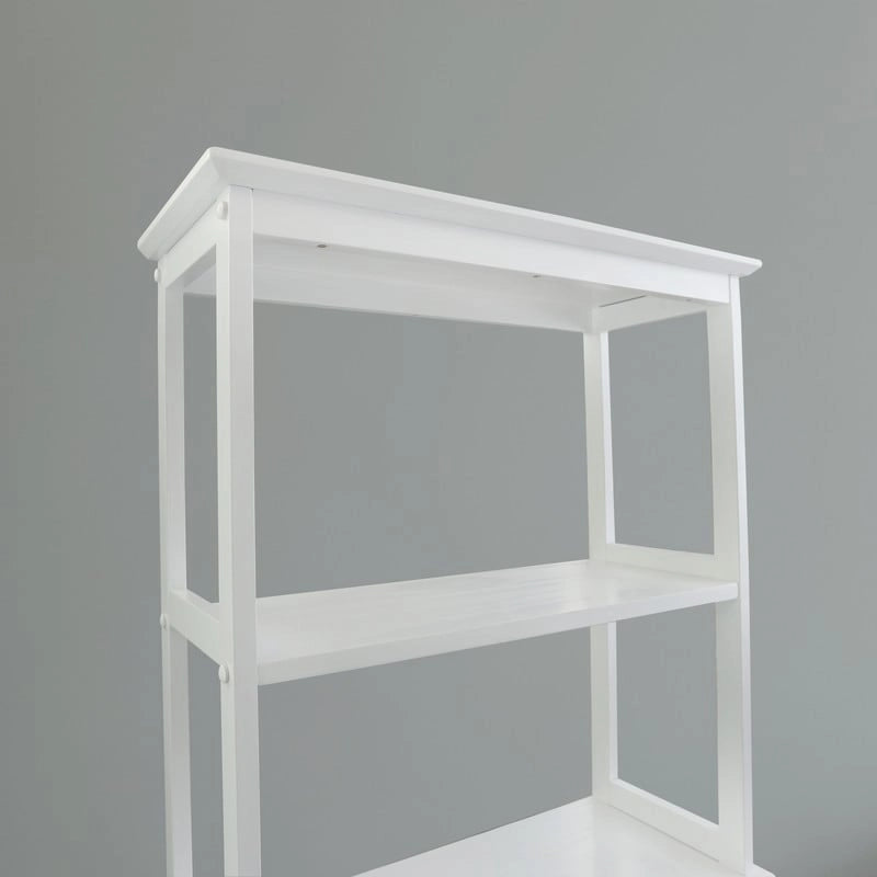 Étagère de salle de bain 2 niveaux en bois massif blanc, à placer au-dessus des toilettes
