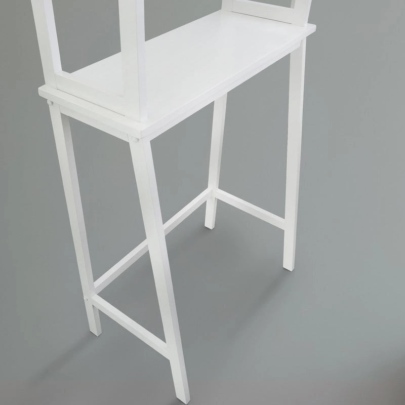 Étagère de salle de bain 2 niveaux en bois massif blanc, à placer au-dessus des toilettes
