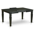 Ensemble de salle à manger 7 pièces avec table à rallonge papillon et 6 chaises, Cerisier noir / Blanc lin, 6 places