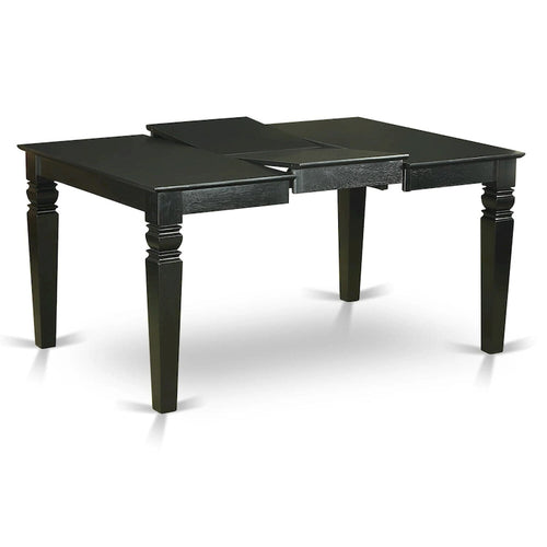 Ensemble de salle à manger 7 pièces avec table à rallonge papillon et 6 chaises, Cerisier noir / Blanc lin, 6 places