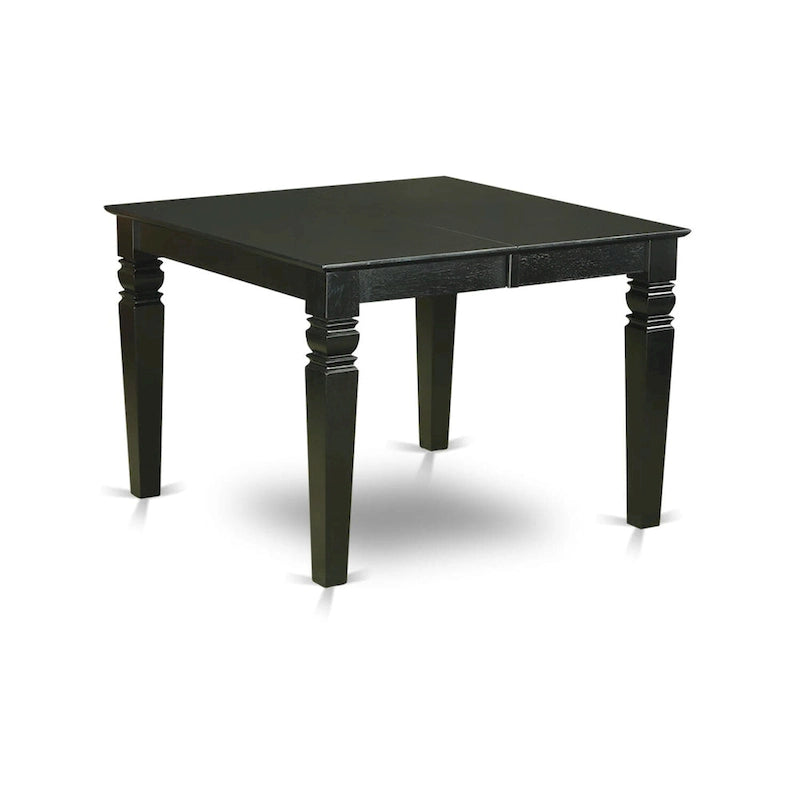 Ensemble de salle à manger 7 pièces avec table à rallonge papillon et 6 chaises, Cerisier noir / Blanc lin, 6 places