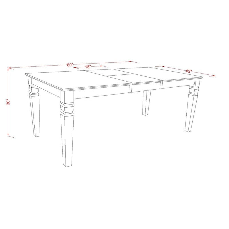 Ensemble de salle à manger 7 pièces avec table à rallonge papillon et 6 chaises, Cerisier noir / Blanc lin, 6 places
