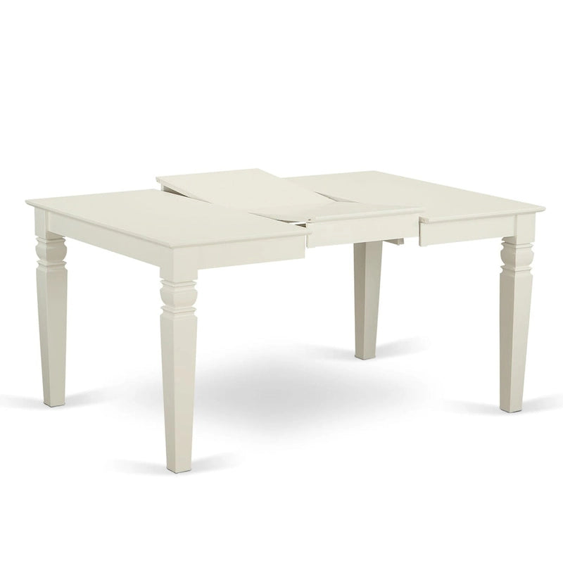 Ensemble de salle à manger 7 pièces avec table à rallonge papillon et 6 chaises, Cerisier noir / Blanc lin, 6 places