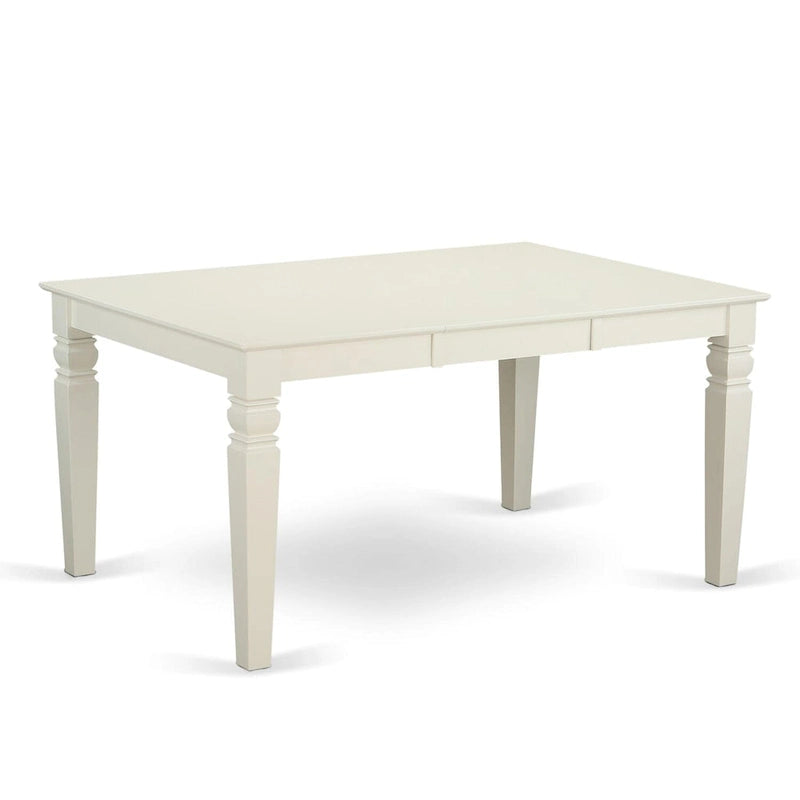 Ensemble de salle à manger 7 pièces avec table à rallonge papillon et 6 chaises, Cerisier noir / Blanc lin, 6 places