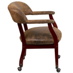 Fauteuil de capitaine traditionnel marron avec clous décoratifs et roulettes, simple