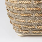 Pouf carré gris et marron, chanvre laine coton, 1 personne