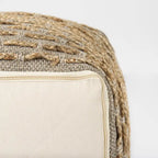 Pouf carré gris et marron, chanvre laine coton, 1 personne