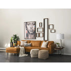 Pouf carré gris et marron, chanvre laine coton, 1 personne