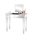 Bureau de toilette-écritoire réversible miroir argenté, 1 personne