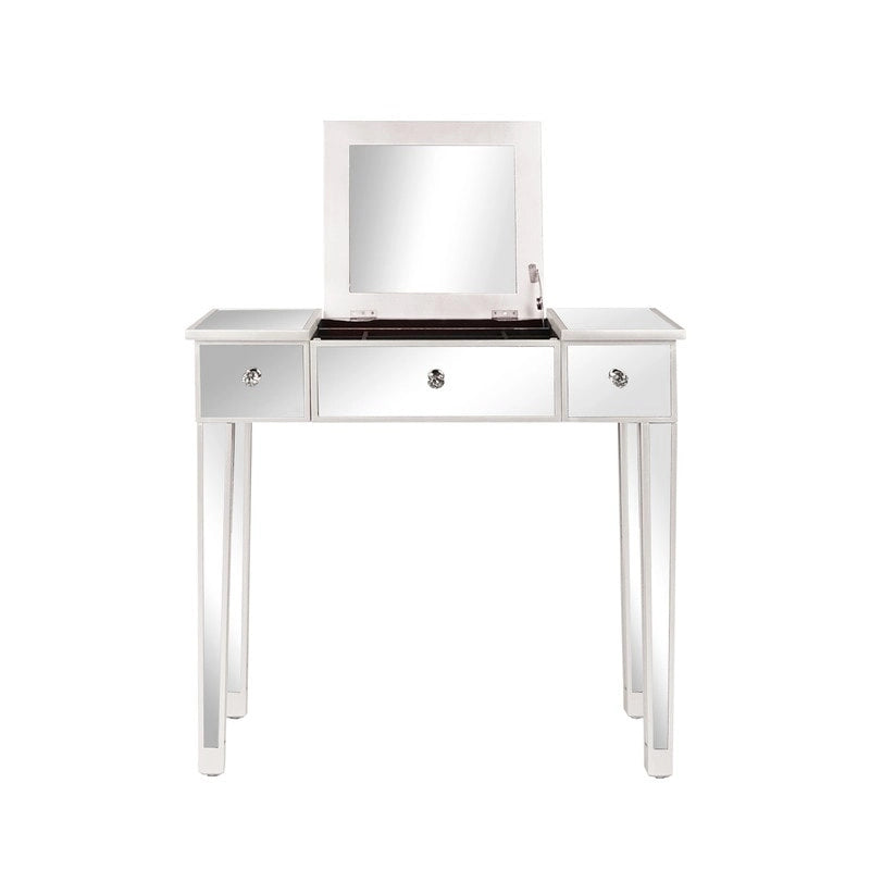 Bureau de toilette-écritoire réversible miroir argenté, 1 personne