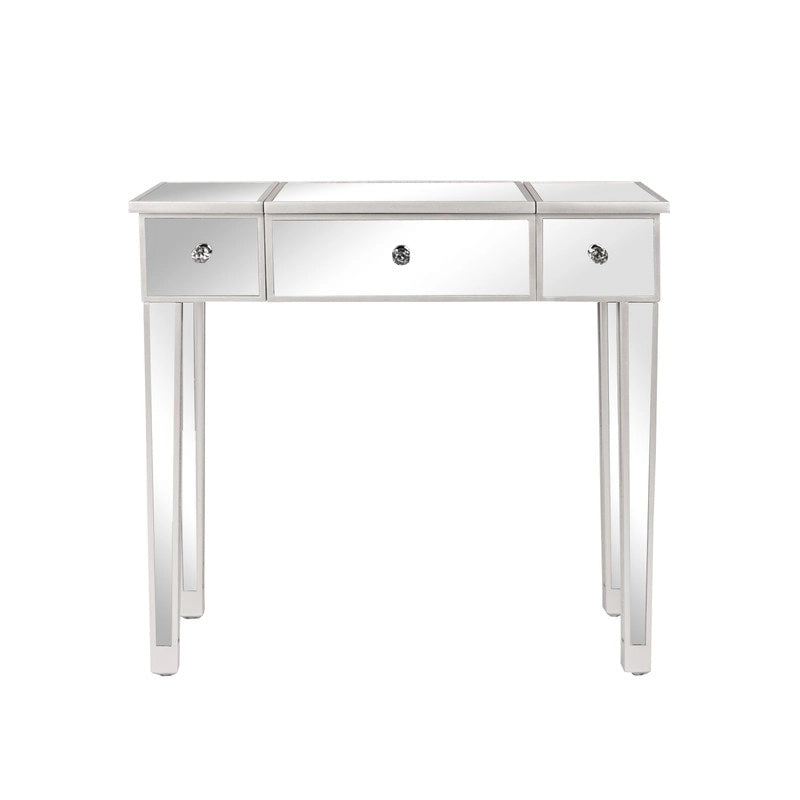 Bureau de toilette-écritoire réversible miroir argenté, 1 personne