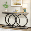 Console 55", motif triple boucle, frêne de plante / blanc et or