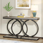 Console 55", motif triple boucle, frêne de plante / blanc et or