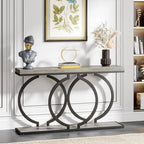 Console 55", motif triple boucle, frêne de plante / blanc et or