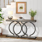 Console 55", motif triple boucle, frêne de plante / blanc et or